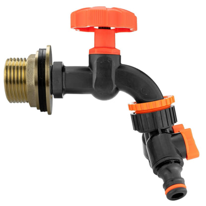 Water Butt Brass Kit 1" BSP to 3/4” – Heavy-Duty Brass Tank Connector with Black Dial Tap for Rainwater Harvesting, Barrels & Water Tanks