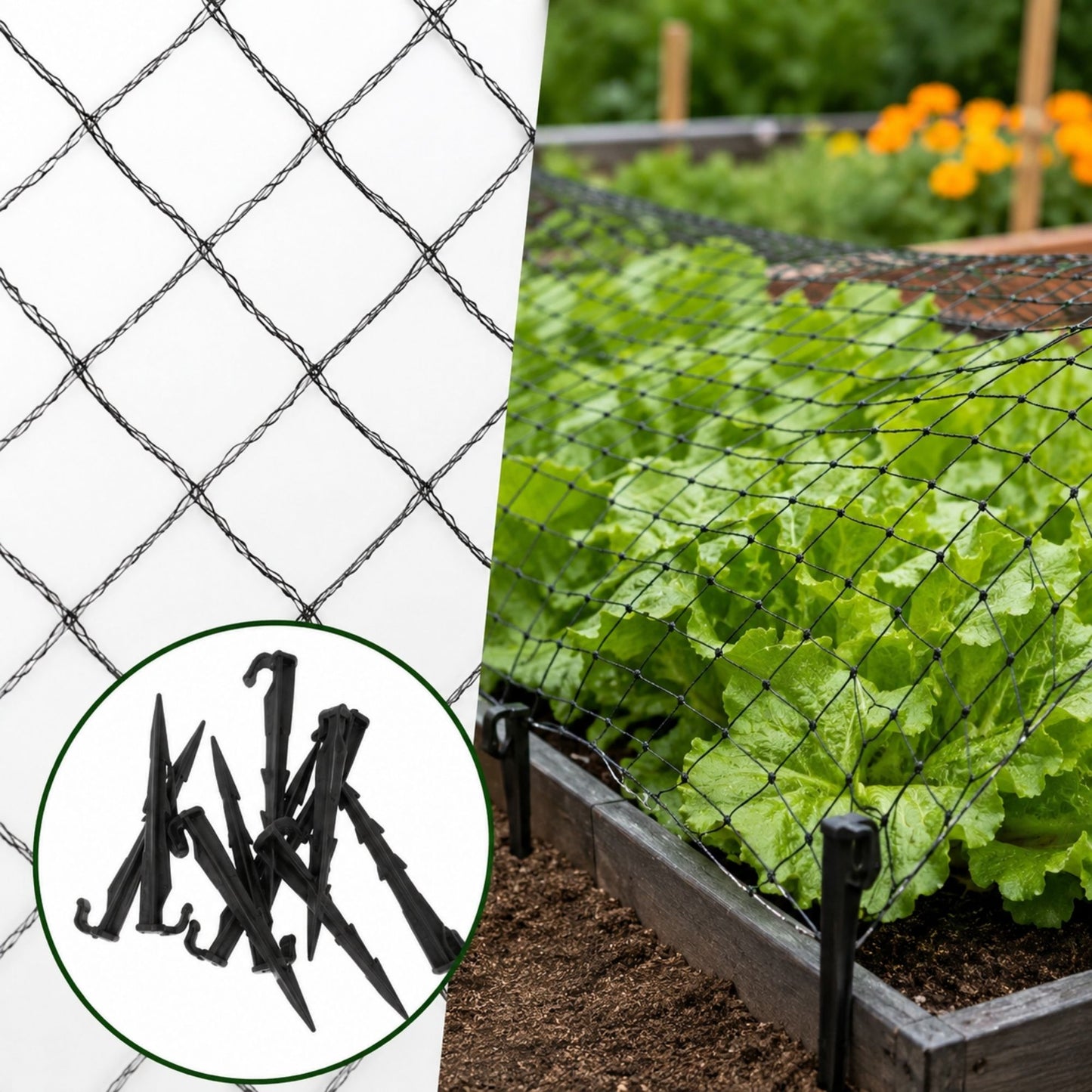 Bird Netting 15mm Mesh with Ground Stake Pegs Garden Crop Pond Fruit Protection