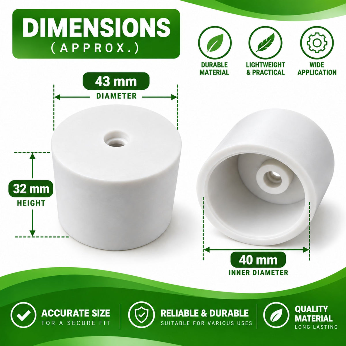 Demijohn Bung Airlock Stopper White Rubber for Home Brew Wine Beer Fermentation Various Sizes