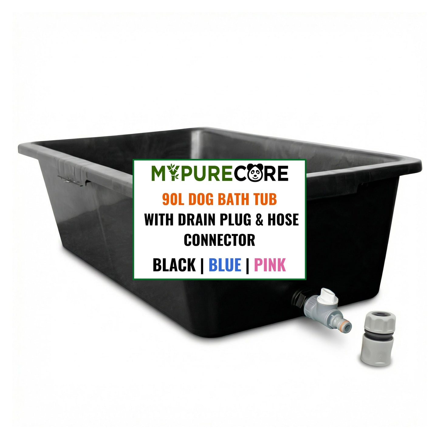 Heavy Duty 90L Dog Bath Tub Pet Washing Pool with Drain Plug and Hose Connector Large Plastic Dog Wash Tub for Indoor Outdoor Grooming Cooling Pool Multi Colour