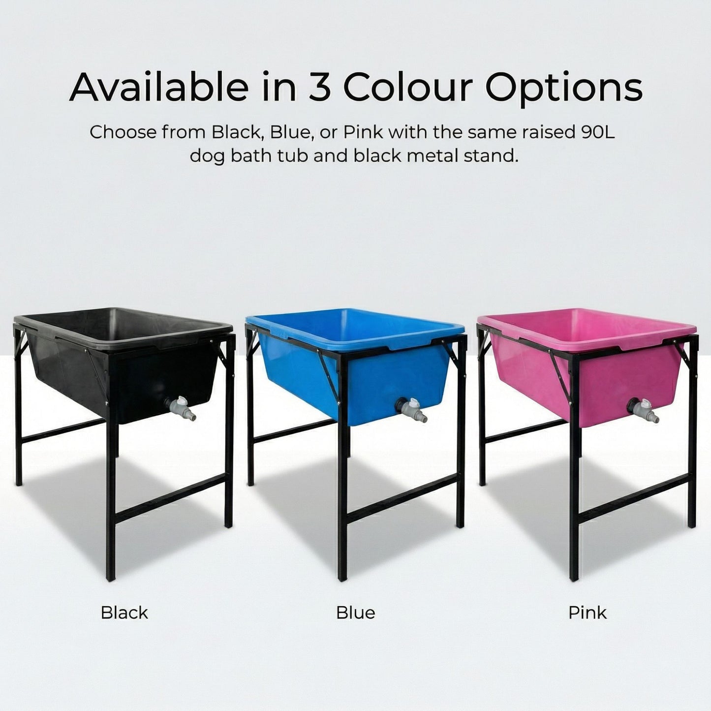 Dog Bath Tub 90L with Stand Raised Pet Bath Pool Foldable Metal Frame with Drain Plug Hose Connector Durable Dog Wash Tub for Indoor Outdoor Pet Care