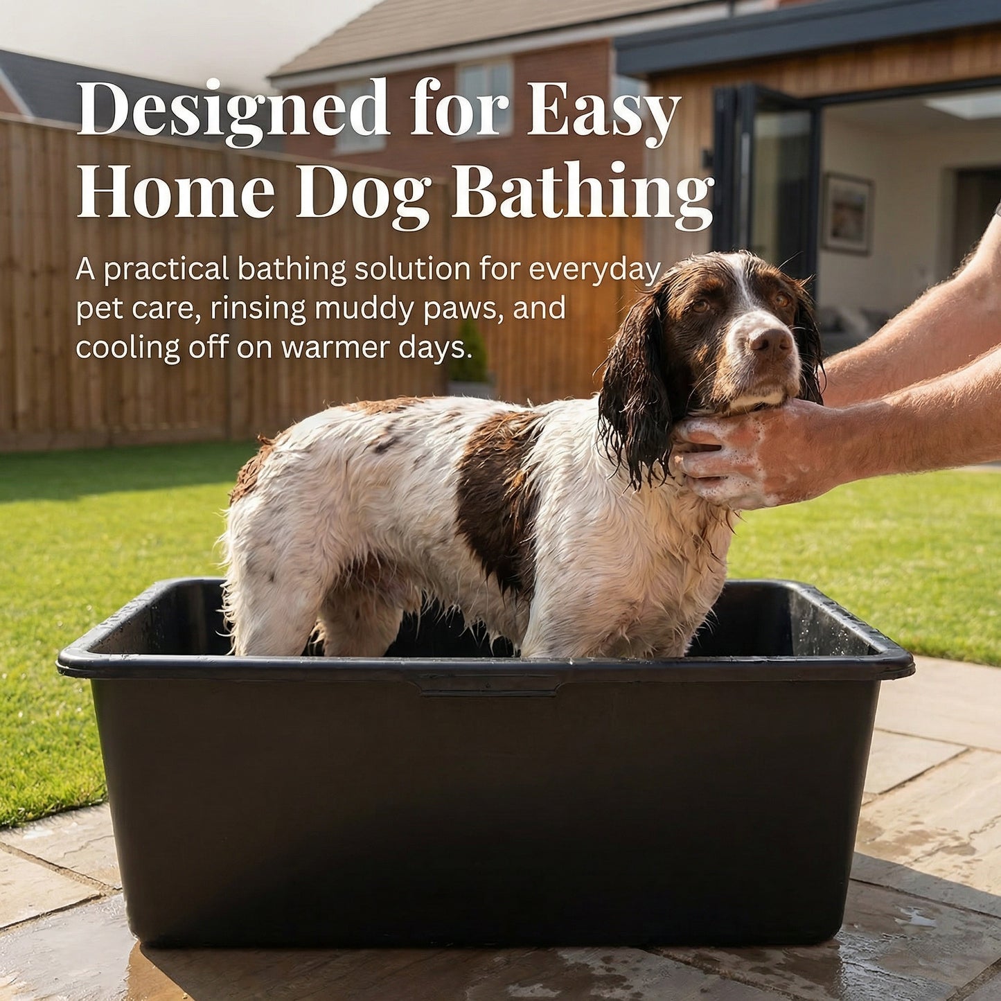 Heavy Duty 90L Dog Bath Tub Pet Washing Pool with Drain Plug and Hose Connector Large Plastic Dog Wash Tub for Indoor Outdoor Grooming Cooling Pool Multi Colour