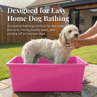 Heavy Duty 90L Dog Bath Tub Pet Washing Pool with Drain Plug and Hose Connector Large Plastic Dog Wash Tub for Indoor Outdoor Grooming Cooling Pool Multi Colour