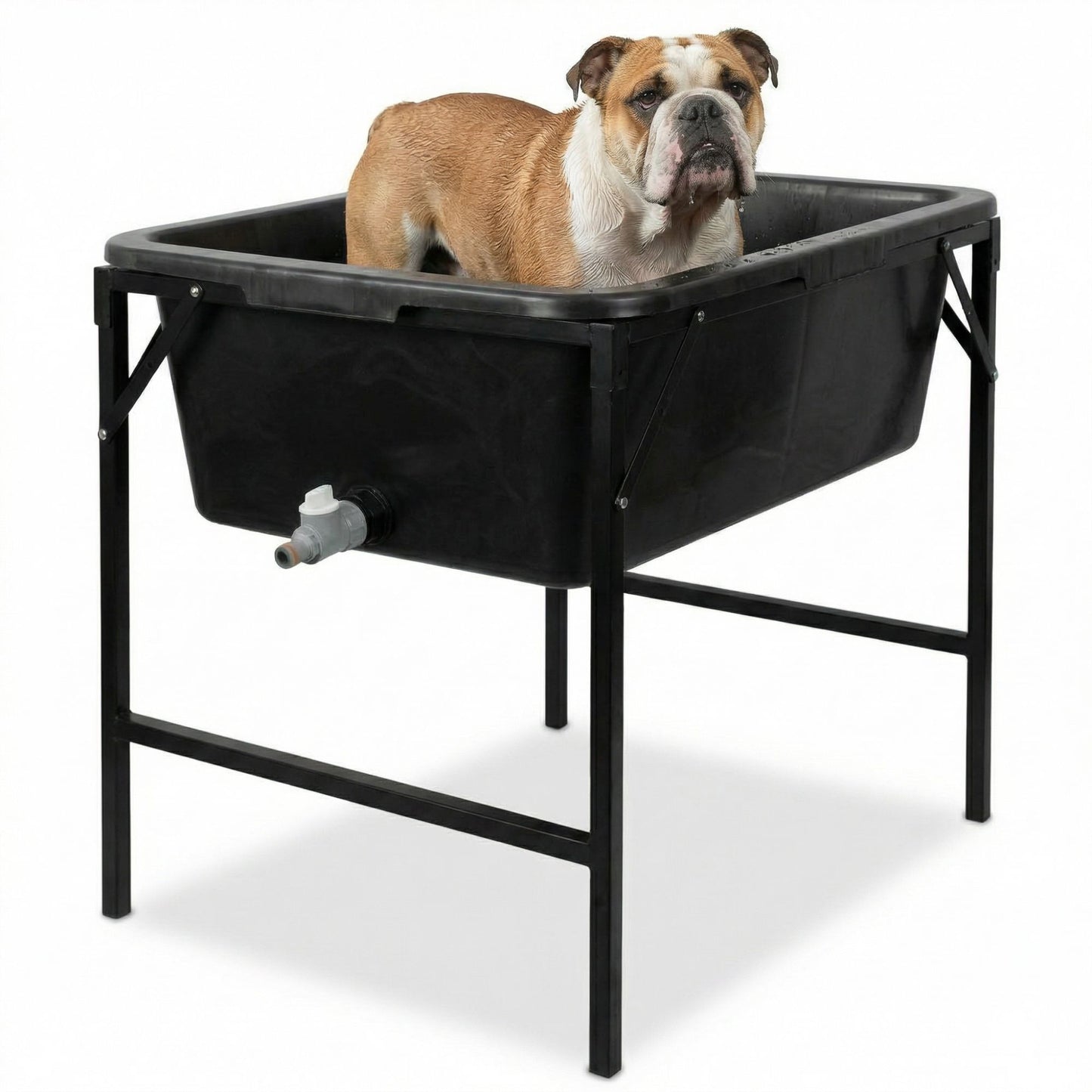 Dog Bath Tub Pet Bath Pool with Drain Plug and Hose Connector Durable Plastic Dog Washing Tub for Indoor Outdoor Use Pet Grooming Cooling Pool Easy Clean Multi Purpose Design