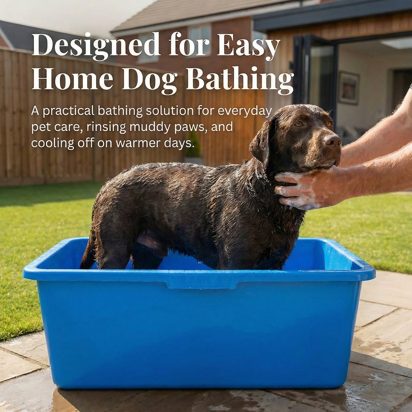 Heavy Duty 90L Dog Bath Tub Pet Washing Pool with Drain Plug and Hose Connector Large Plastic Dog Wash Tub for Indoor Outdoor Grooming Cooling Pool Multi Colour