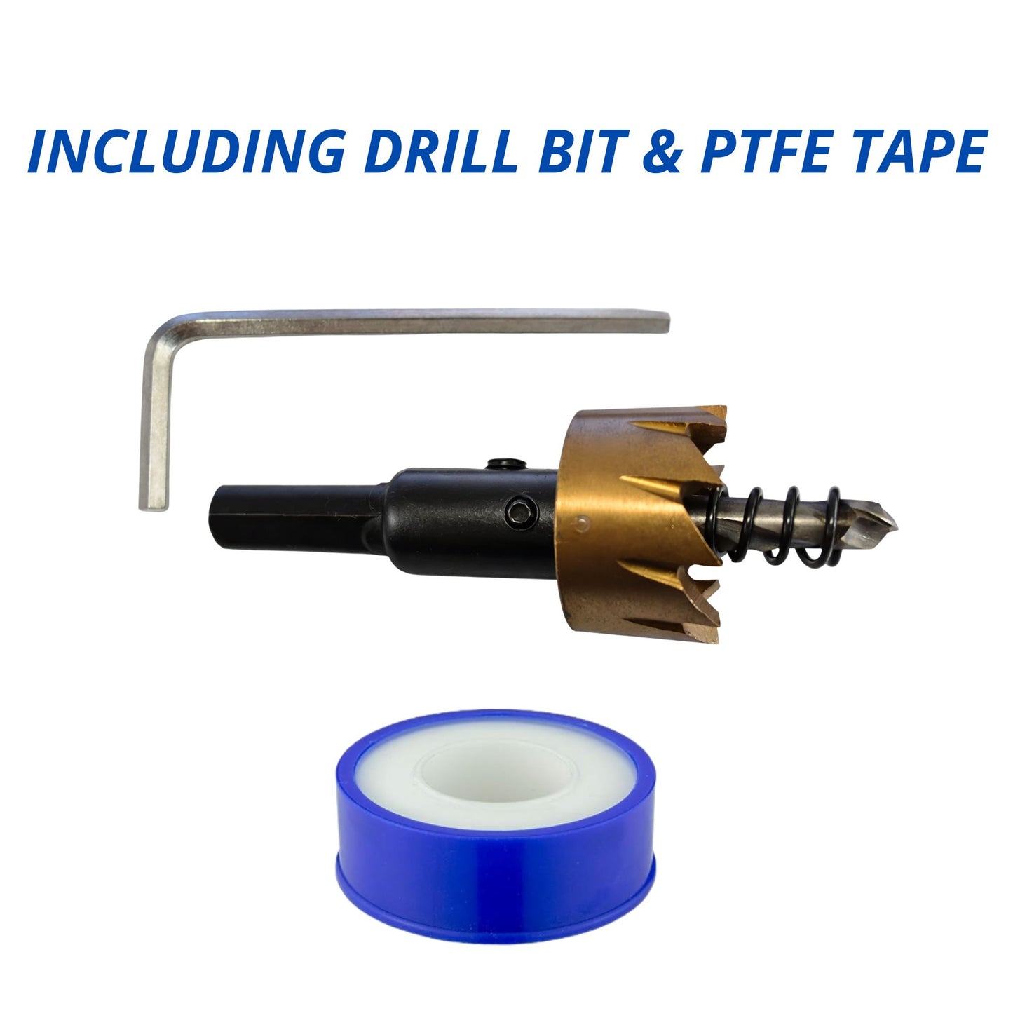 Water Butt Barrel Tap Connector Kit with Drill Hole Saw Cutter – Adapter Hose Fitting with Tap Options & PTFE Tape for Rain Barrel, Water Tank & Garden Use
