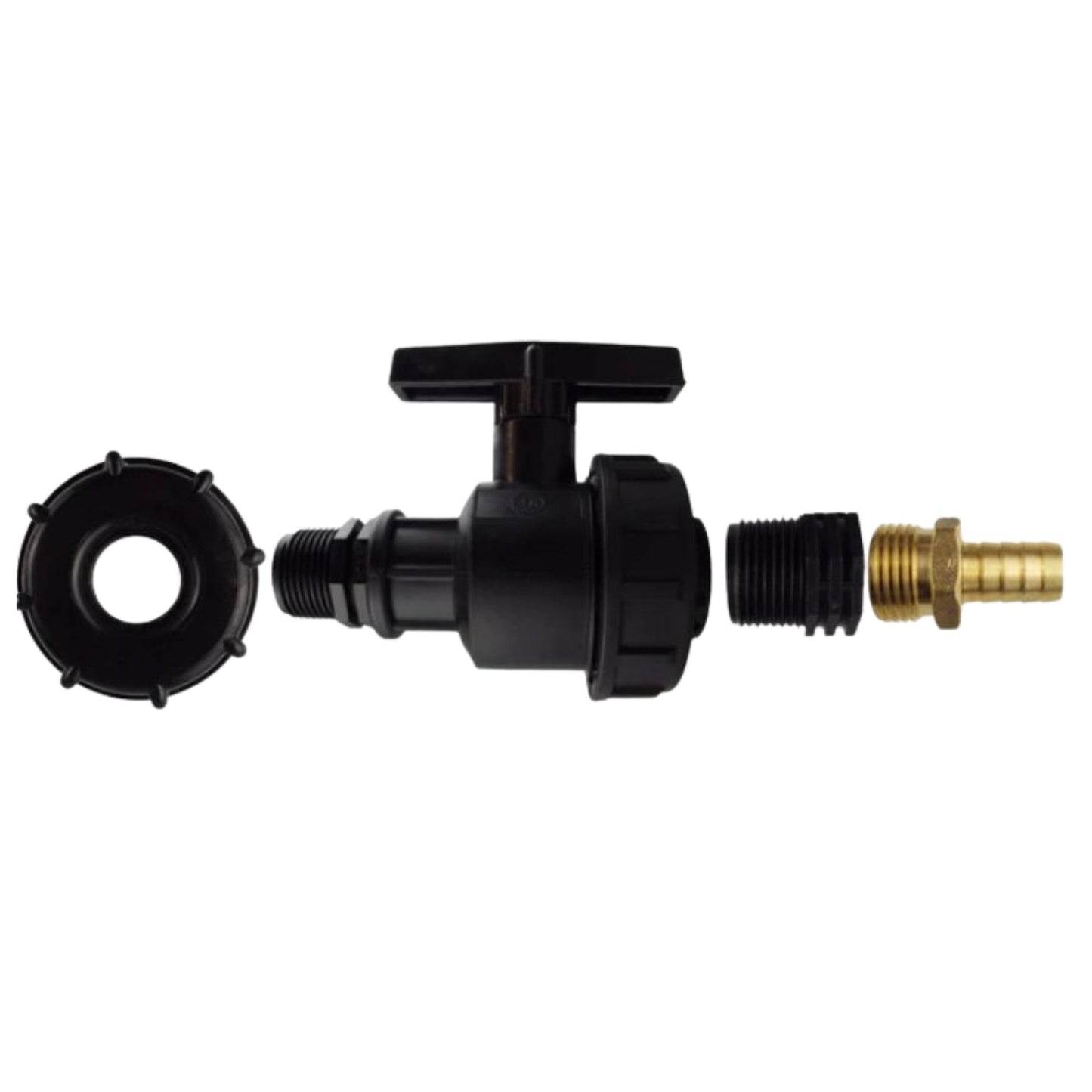 IBC 2” S60X6 Cap with Large Plastic Valve, 19mm Brass Hose Barb & PTFE Tape | Durable Leak-Proof Kit
