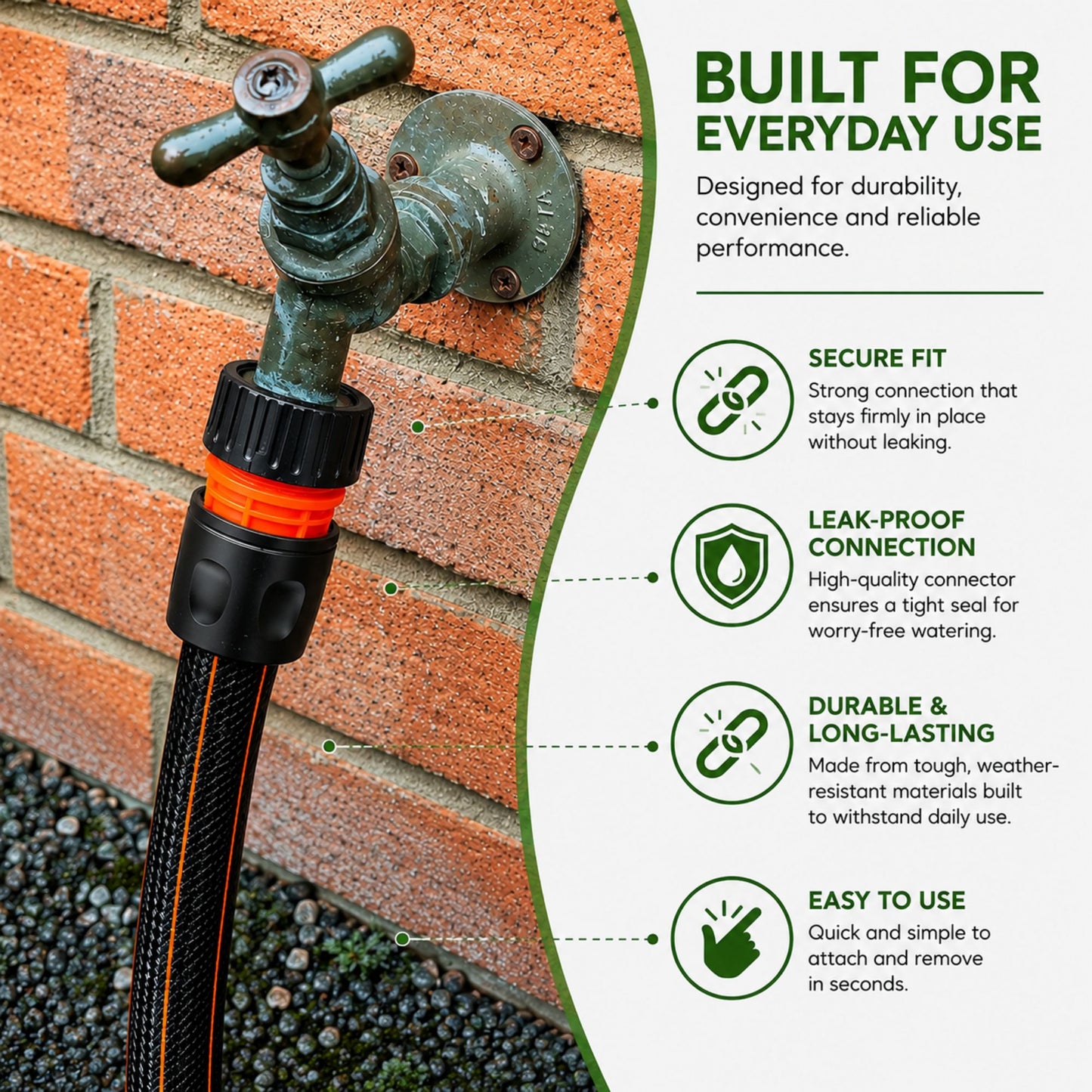 Premium Black Carbon Plus Garden Hose Pipe with 4-Piece Watering Connector Kit – Heavy Duty Anti-Kink UV Resistant Flexible Garden Hose for Watering, Car Washing & Outdoor Use