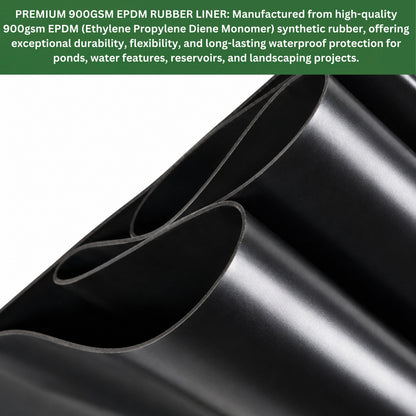 Pond Liner EPDM Rubber Heavy Duty 900GSM Waterproof Fish Pond Membrane Black Multiple Sizes
