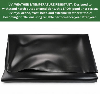 Pond Liner EPDM Rubber Heavy Duty Waterproof 900GSM & Underlay Set Fish Pond Water Feature