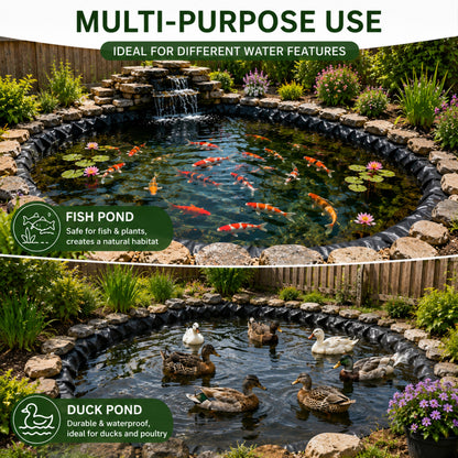 Pond Liner EPDM Rubber Heavy Duty 900GSM Waterproof Fish Pond Membrane Black Multiple Sizes
