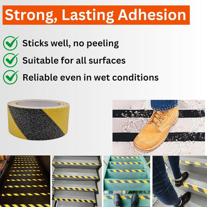 Anti Slip Grip Tape Black Yellow 80 Grit for Stairs Decking and Outdoor Use