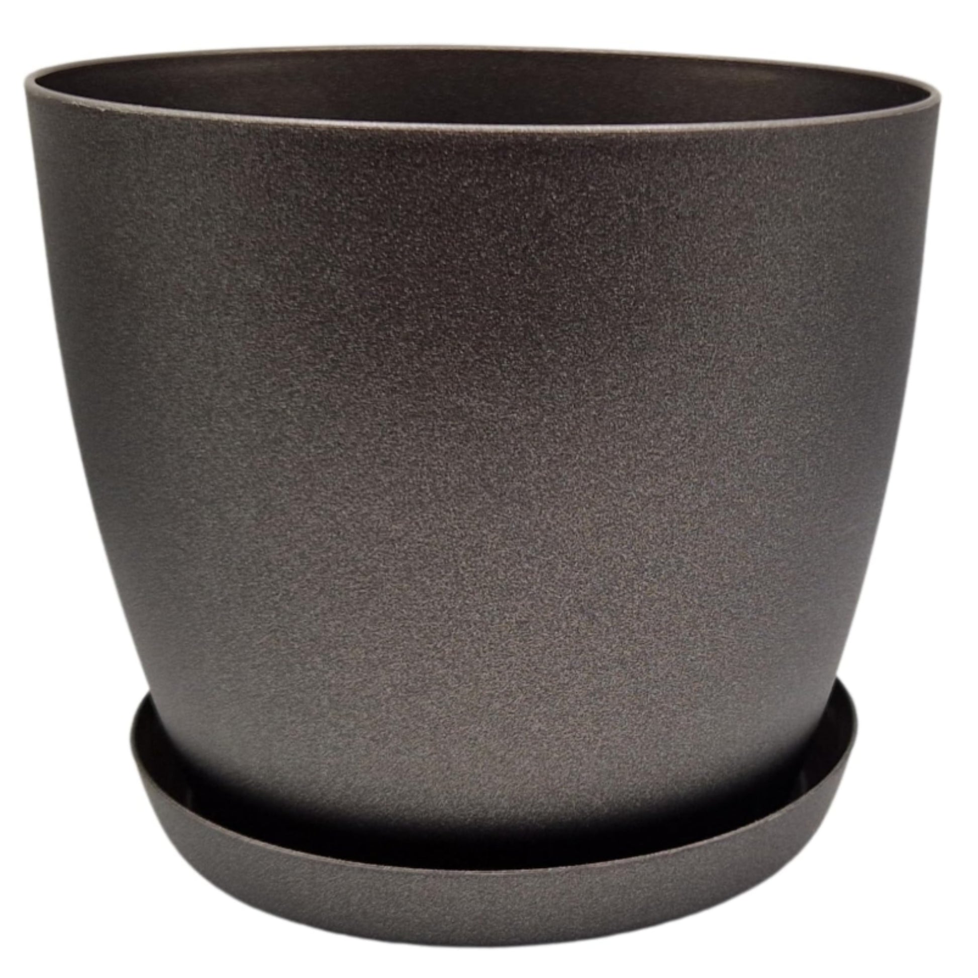 Elegant Graphite 30cm Plant Pot with Saucer – Modern Matte Finish Indoor & Outdoor Flower Planter for Houseplants, Herbs & Succulents – Durable Plastic Decorative Garden Pot
