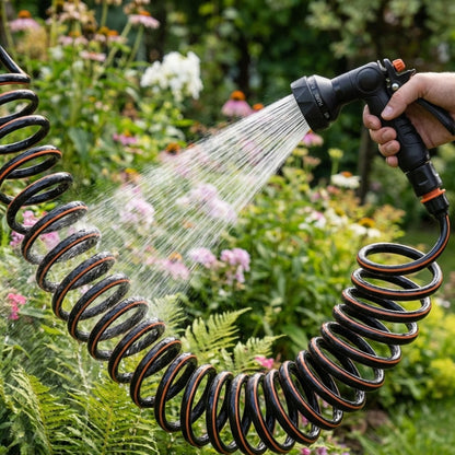 Spiral Expandable Curly Garden Spray Watering Hose Set Space Saving (10M or 15M)