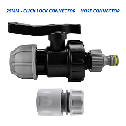 MDPE Water Pipe Outlet Valve with Garden Hose Connector | 20mm 25mm 32mm Irrigation Fitting