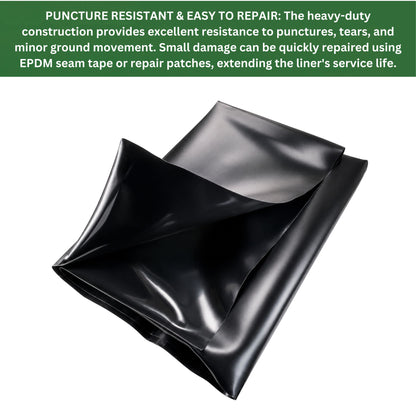 Pond Liner EPDM Rubber Heavy Duty Waterproof 900GSM & Underlay Set Fish Pond Water Feature