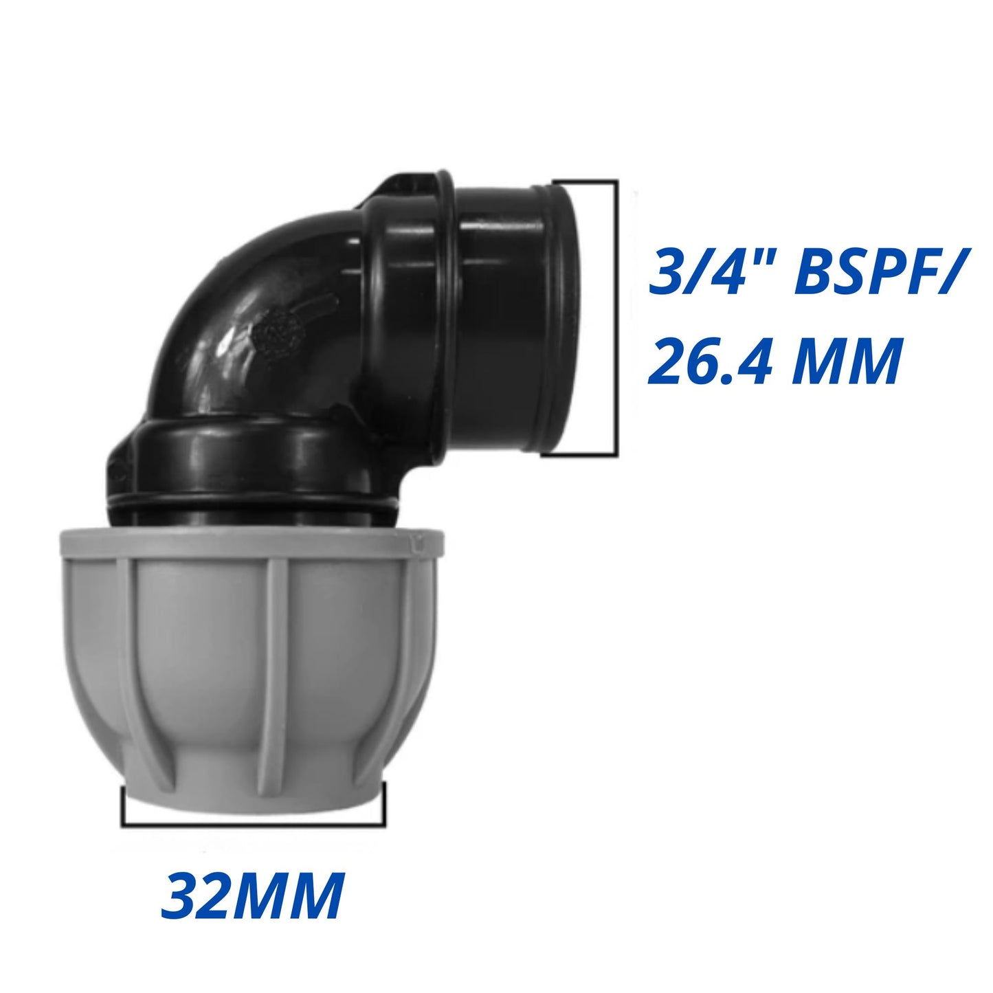 Garden Lever Tap 3/4" BSPM Quick Connect with 20mm, 25mm or 32mm MDPE Elbow