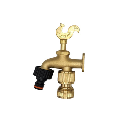 Brass Garden Tap Kit – 3/4" BSP Outdoor Bib Tap with Female Tap Connector & Solid Brass Hose Connector, Heavy-Duty Quick Connect for Garden & Irrigation Rooster/Classic Handle