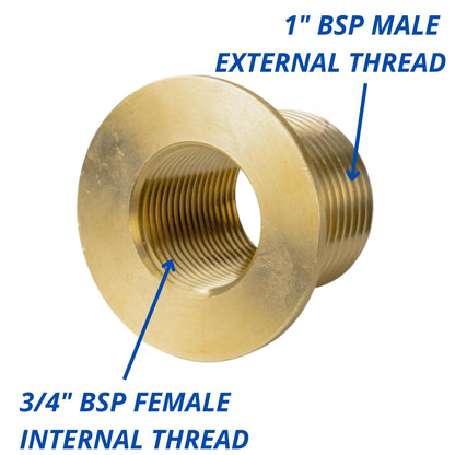 Solid Brass Water Butt Outlet Connector Threaded Adaptor with Washers, Nut & PTFE Tape for Rain Barrels, Tanks & Water Storage Systems