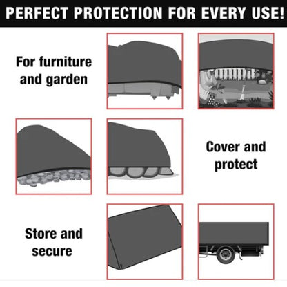Gray Tarpaulin 50GSM Tarp Sheet + 10 Bungee Balls Camping Garden Cover