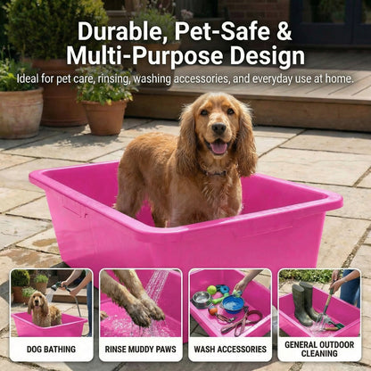 Heavy Duty 90L Dog Bath Tub Pet Washing Pool with Drain Plug and Hose Connector Large Plastic Dog Wash Tub for Indoor Outdoor Grooming Cooling Pool Multi Colour