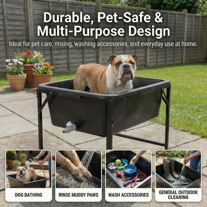 Dog Bath Tub Pet Bath Pool with Drain Plug and Hose Connector Durable Plastic Dog Washing Tub for Indoor Outdoor Use Pet Grooming Cooling Pool Easy Clean Multi Purpose Design