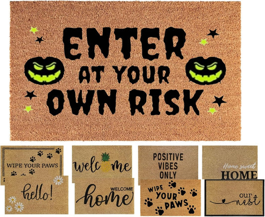 Halloween Coir Door Mat – Non-Slip, Absorbent, Eco-Friendly – 3 Spooky Designs