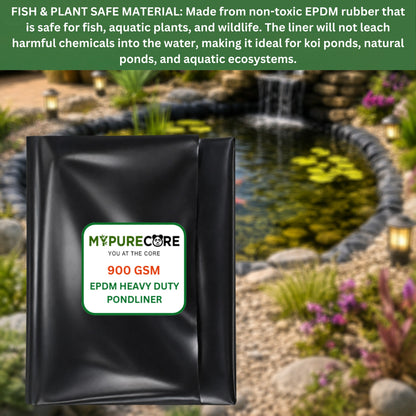 Pond Liner EPDM Rubber Heavy Duty 900GSM Waterproof Fish Pond Membrane Black Multiple Sizes