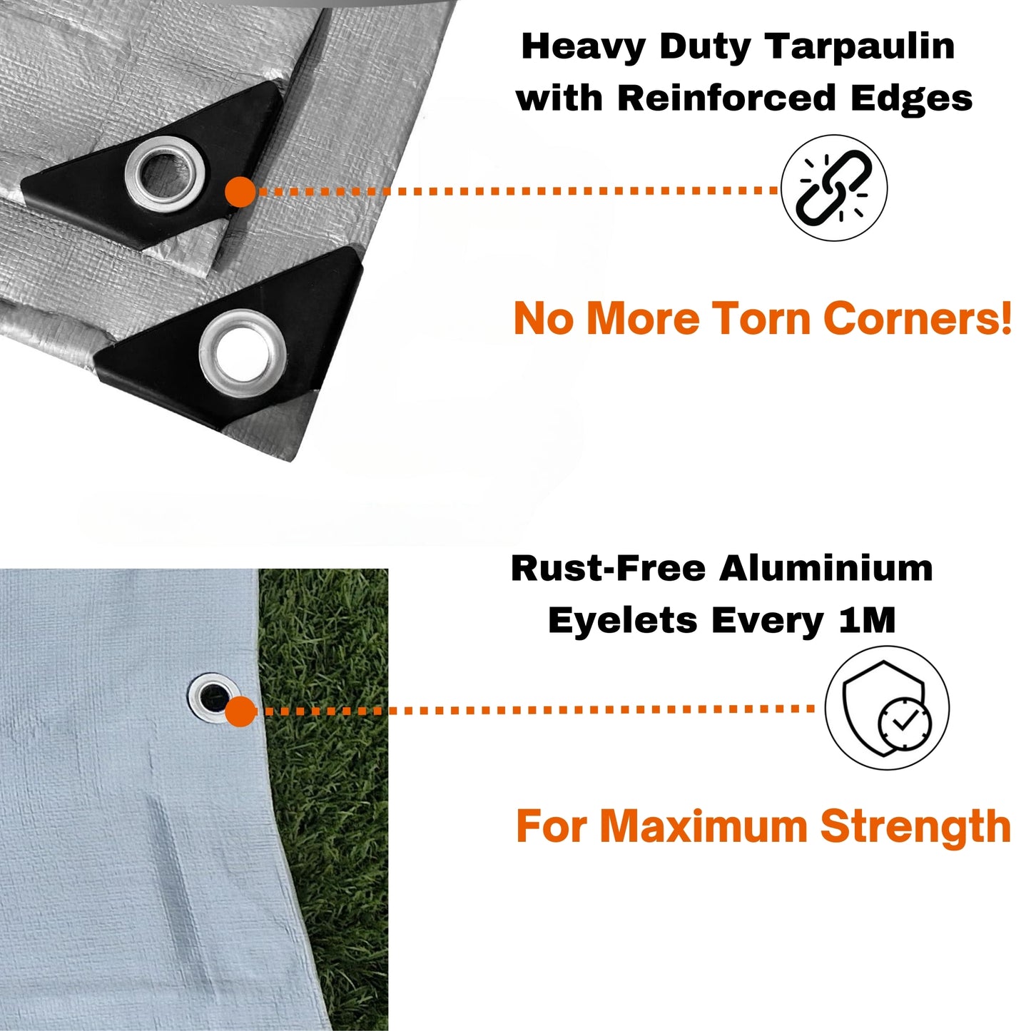 Premium Heavy-Duty Tarpaulin 260 GSM - Waterproof, UV & Frost-Resistant Cover - Silver/Black Sheet with Reinforcement Edge