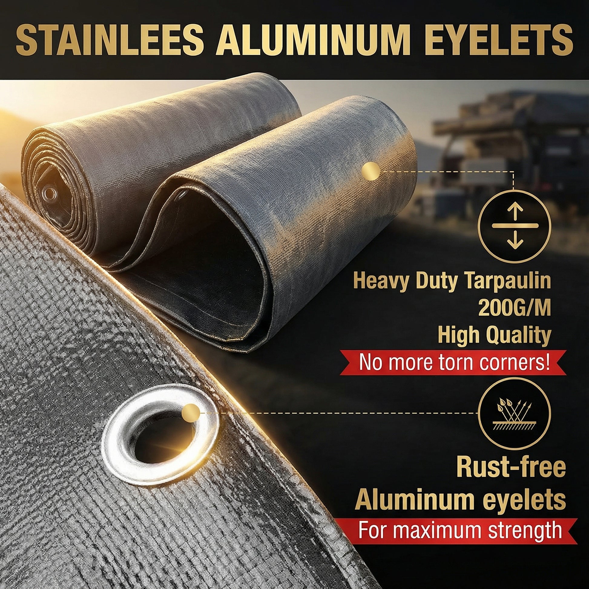 MYPURECORE Heavy Duty Waterproof Tarpaulin 200GSM Grey Tarp with 10 Bungee Balls - Durable Weatherproof Tarp Sheet for Camping, Garden, Trailer, Tent & Outdoor Protection