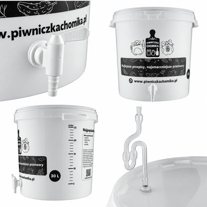 Fermentation Bucket 30L with Tap Airlock & Measuring Scale Home Brew Beer Wine Brewing Container