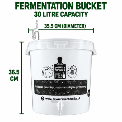 Fermentation Bucket 30L with Tap Airlock & Measuring Scale Home Brew Beer Wine Brewing Container