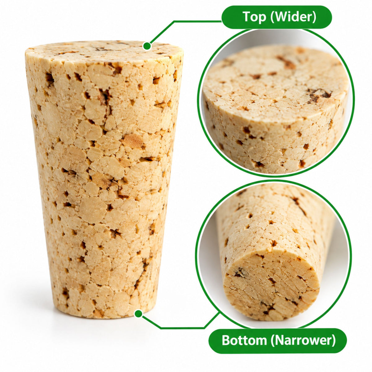 Cork Bottle Stoppers 23/18mm Tapered Natural Cork Bungs Wine Brewing Demijohn Seal 10-50 Pack