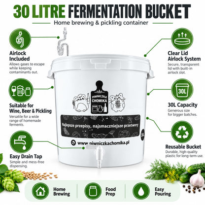 Fermentation Bucket 30L with Tap & Airlock Home Brew Wine Brewing PACK OF 3