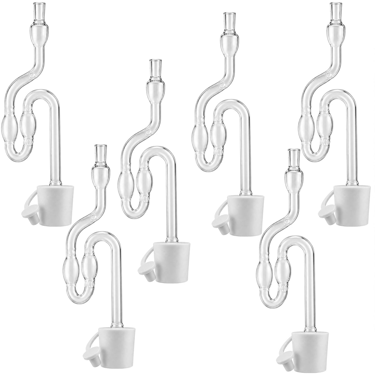 Fermentation Airlock Kit 6-Chamber Clear Plastic with White Rubber Bung KZ32 Cap Home Brew Wine Beer