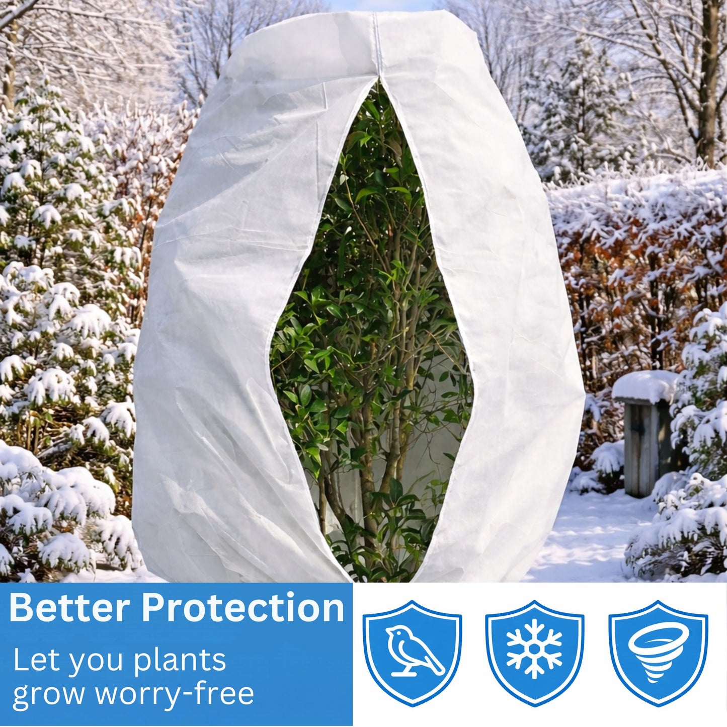 Plant Protection Cover 50GSM with Zipper & Drawstring Frost Guard Sack
