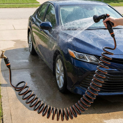 Spiral Expandable Curly Garden Spray Watering Hose Set Space Saving (10M or 15M)