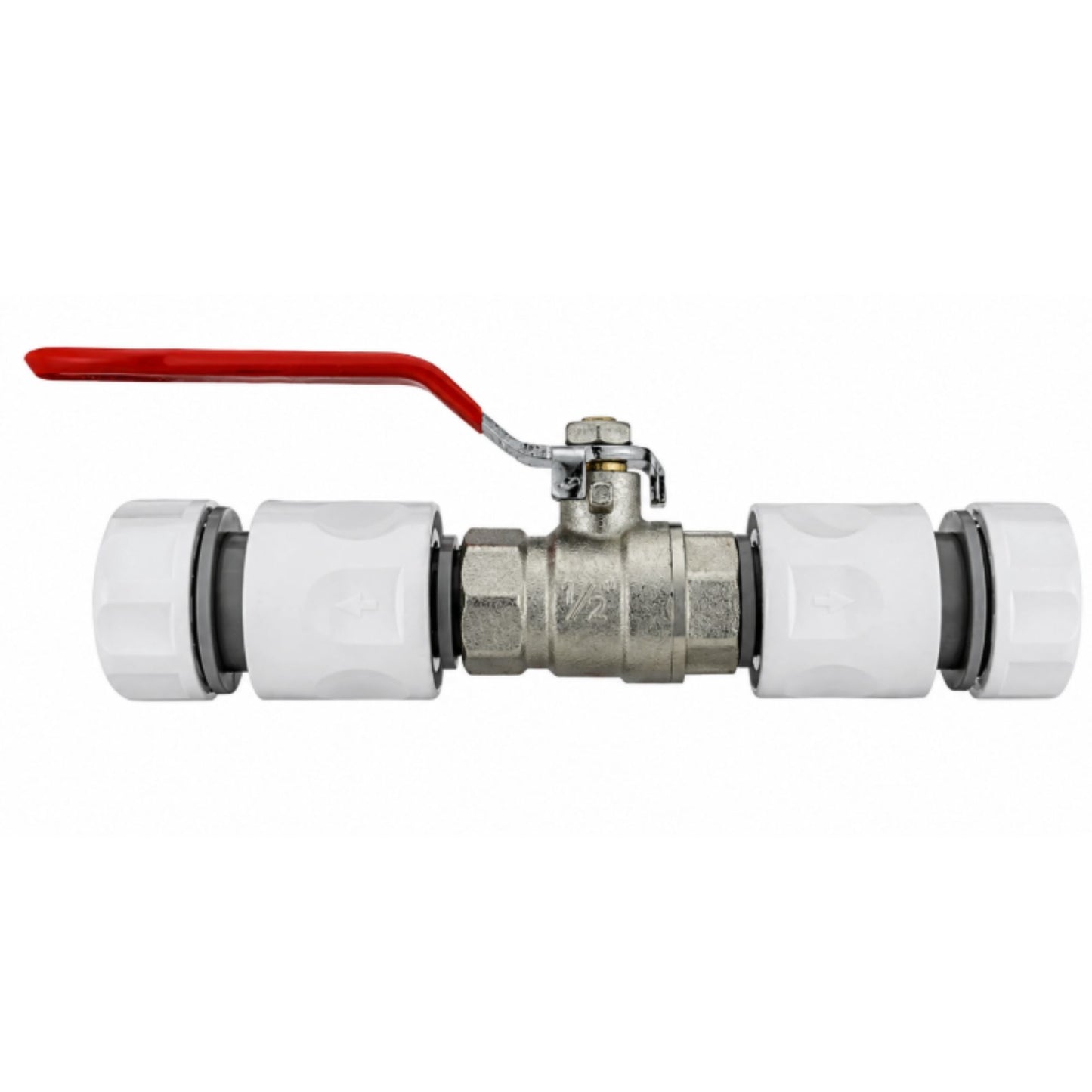 Garden Hose Inline Metal Tap Valve 1/2" with 2 Connectors & PTFE Tape | Water Shut Off Ball Valve for Irrigation, Sprinklers & Hosepipes