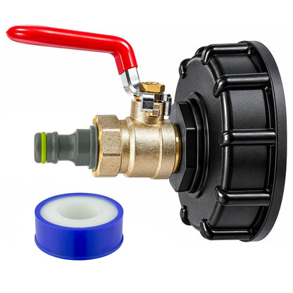 IBC 155mm Top Cap with Metal Lever Valve Hose Connector Water Tank 1/2 inch
