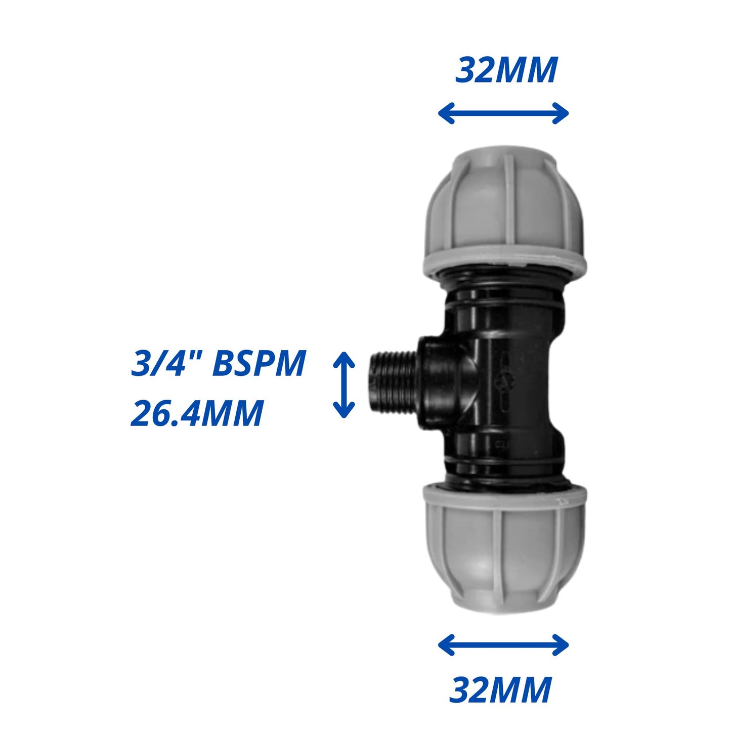 IBC Adapter S60x6 BSP MDPE Fittings 3/4" Extended Adaptor - Tee, Straight, Elbow 25mm & 32mm