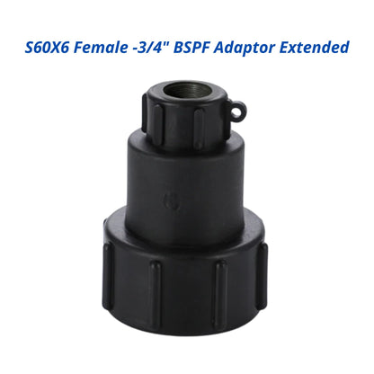 IBC Adapter S60x6 BSP MDPE Fittings 3/4" Extended Adaptor - Tee, Straight, Elbow 25mm & 32mm