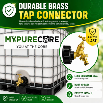 IBC Tank Adapter Hose Connector S60X6 - Brass Garden Tap Quick Connector + Female Tap Connector & PTFE Tape
