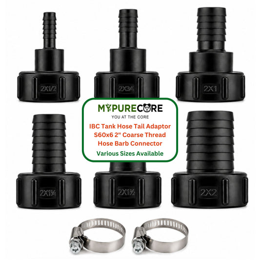 IBC Tank Hose Tail Adaptor S60x6 2" Coarse Thread Hose Barb Connector - Various Sizes