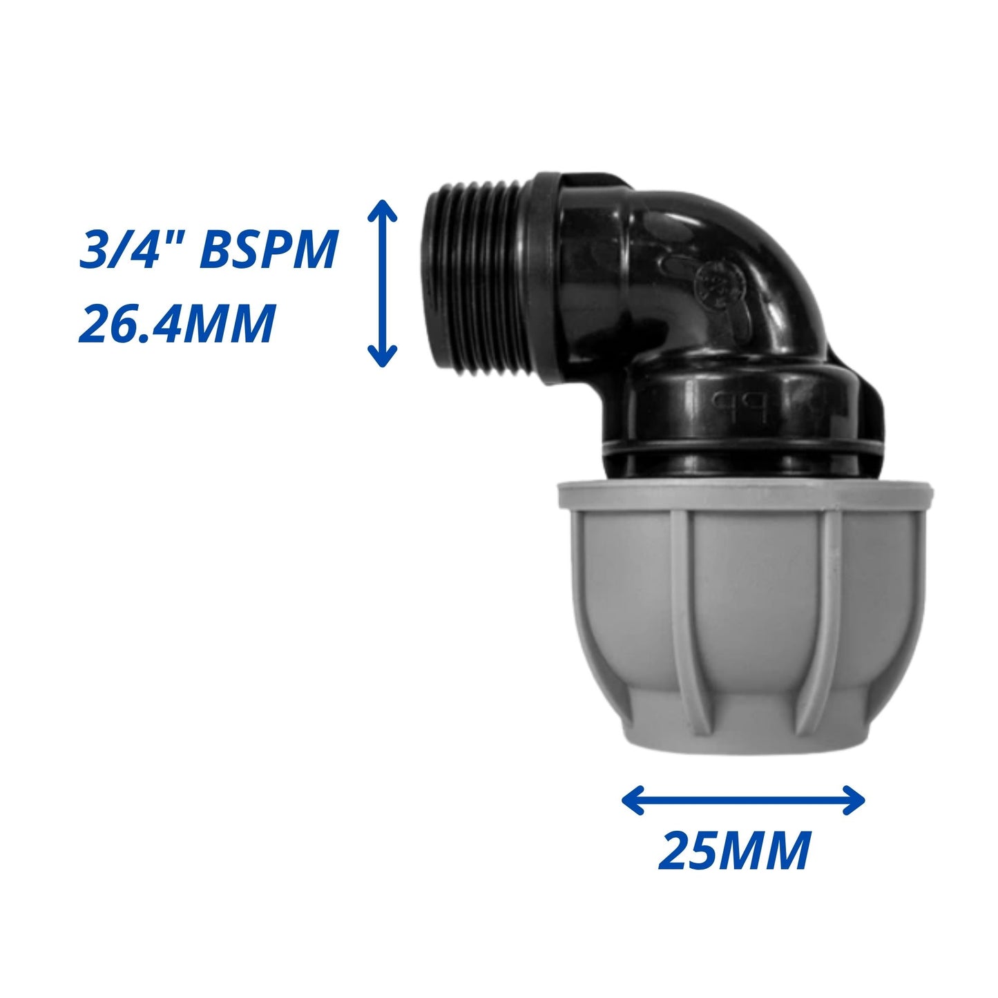 IBC Adapter S60x6 BSP MDPE Fittings 3/4" Extended Adaptor - Tee, Straight, Elbow 25mm & 32mm