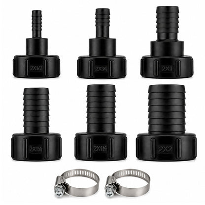 IBC Tank Hose Tail Adaptor S60x6 2" Coarse Thread Hose Barb Connector - Various Sizes