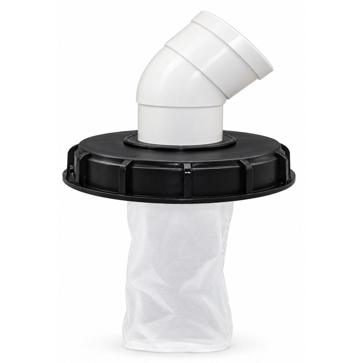 IBC Lid Tank Cap Elbow Outlet Filter Cap 155mm 45 Degree Black