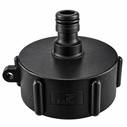 IBC 2" S60X6 Thread Black Cap Hose Connector Snap on Male Adaptor Tank Fitting