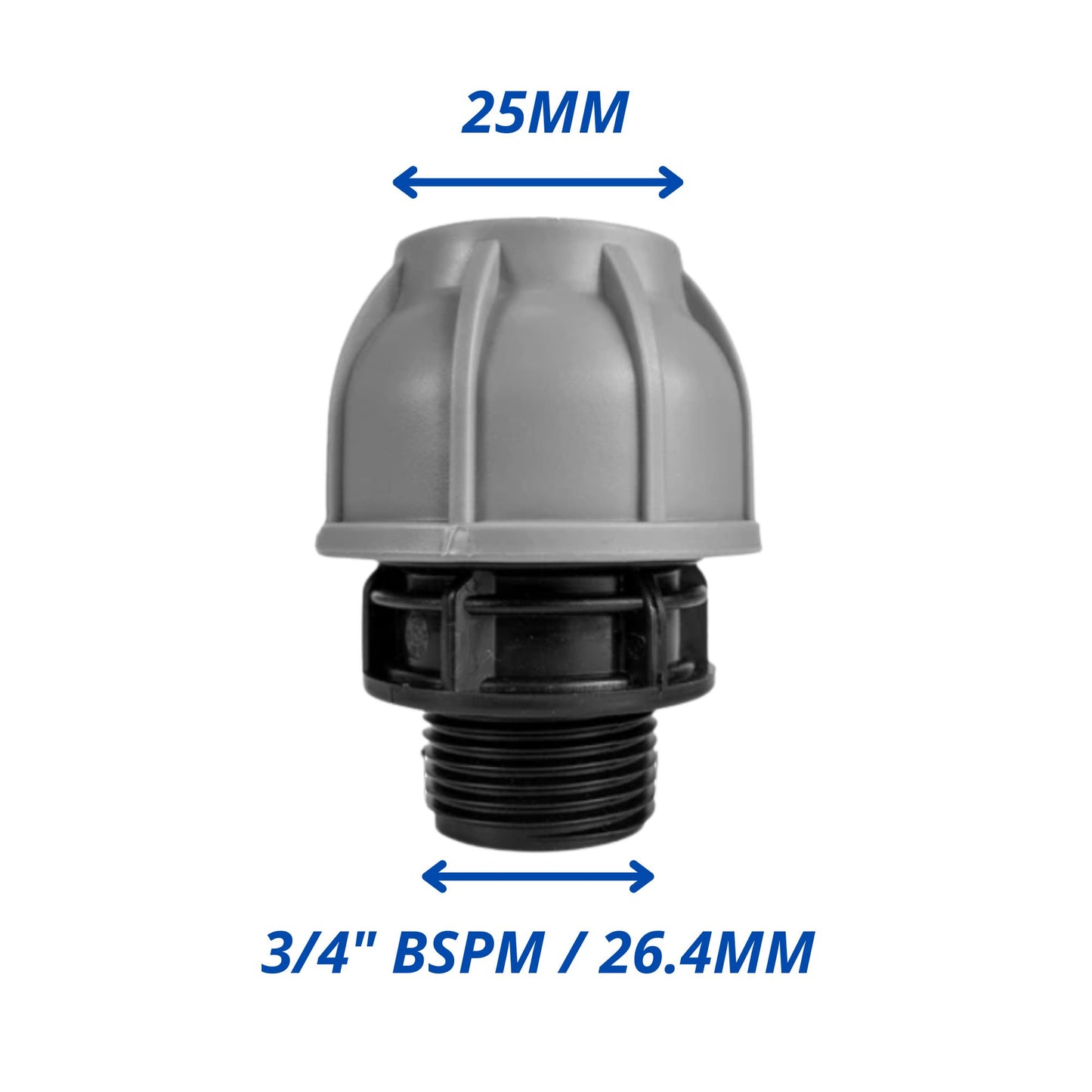 IBC Adapter S60x6 BSP MDPE Fittings 3/4" Extended Adaptor - Tee, Straight, Elbow 25mm & 32mm