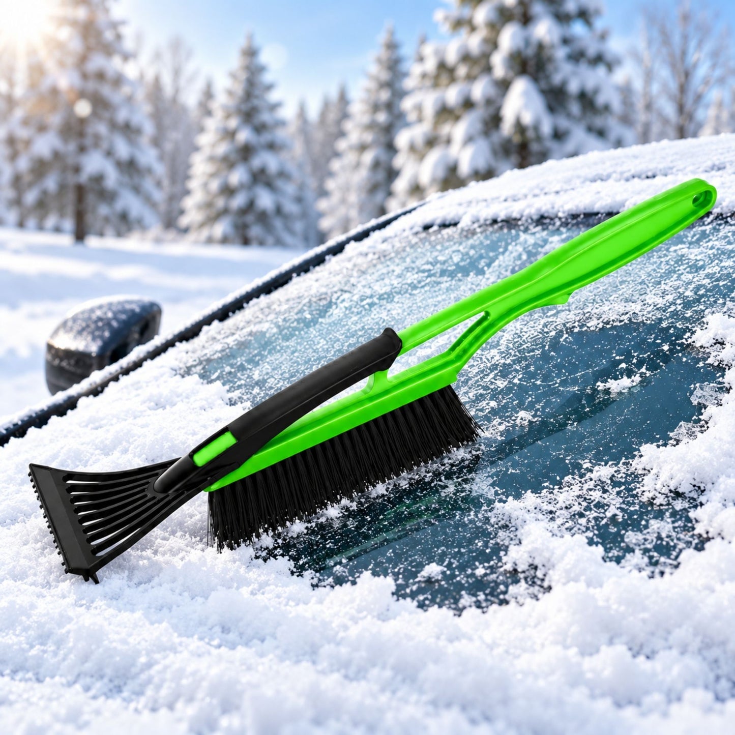 Snow Brush Ice Scraper Windscreen Car Window Frost De-Icer Winter Black Green Handheld