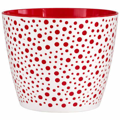 Flower Pot 19cm Decorative Modern Dotted Design Plastic Planter Round Plant Pot
